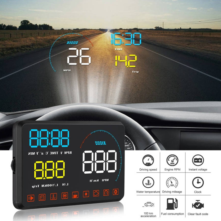 A9 5.5 inch Universal Car OBD2 HUD Vehicle-mounted Head Up Display, A9(Blue), A9(Yellow)