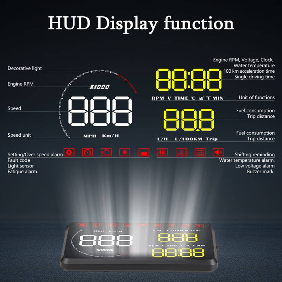A9 5.5 inch Universal Car OBD2 HUD Vehicle-mounted Head Up Display, A9(Blue), A9(Yellow)