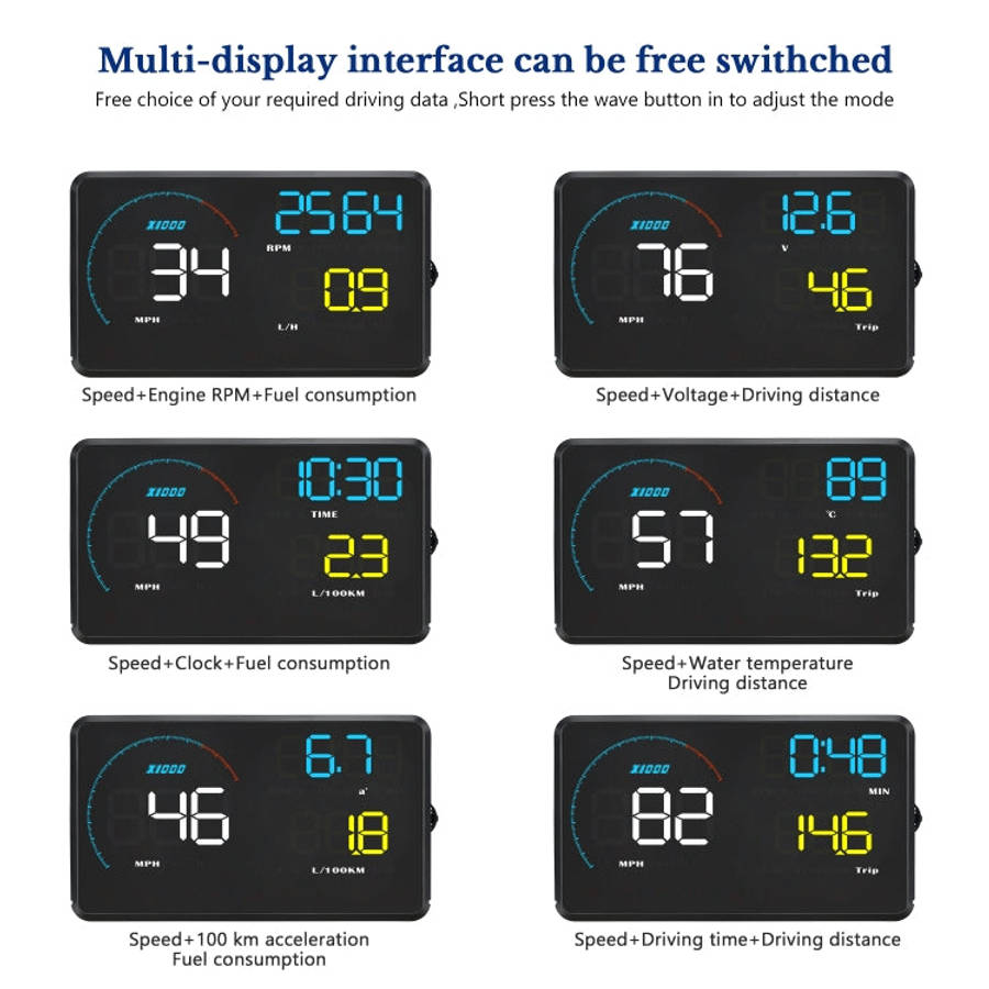 A9 5.5 inch Universal Car OBD2 HUD Vehicle-mounted Head Up Display, A9(Blue), A9(Yellow)
