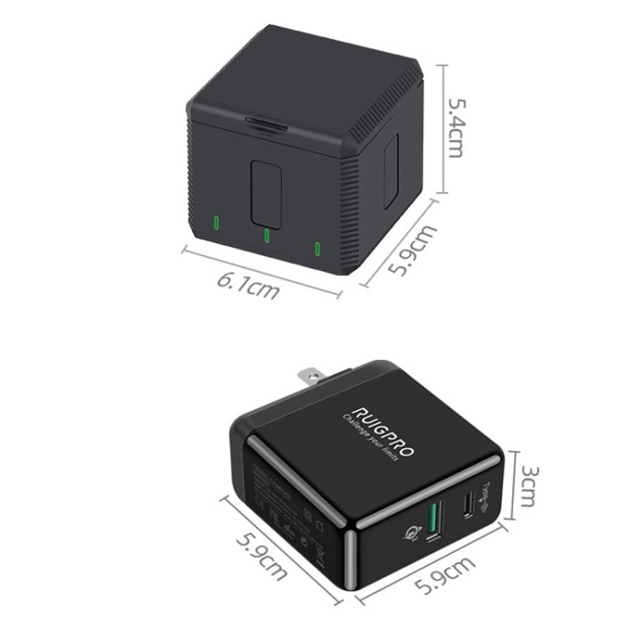 RUIGPRO USB Triple Batteries Housing Charger Box with LED Indicator Light for DJI OSMO Action 1, ...
