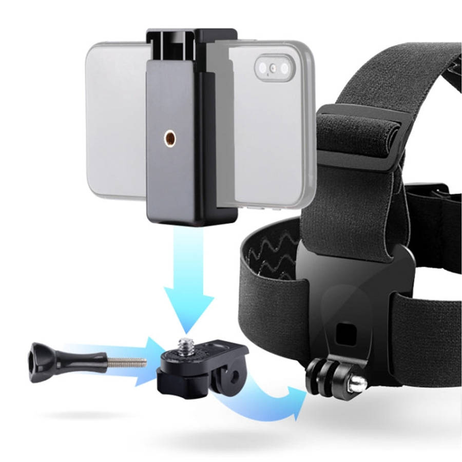 Elastic Mount Belt Adjustable Head Strap with Phone Clamp & Screw & S-type Adapter for GoPro HERO...