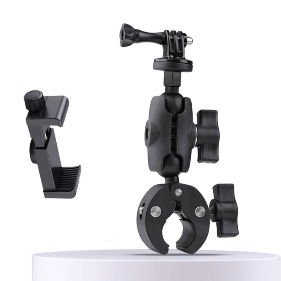 360 Rotation Adjustable Action Camera Bike Motorcycle Handlebar Holder with Phone Clamp, Standard...