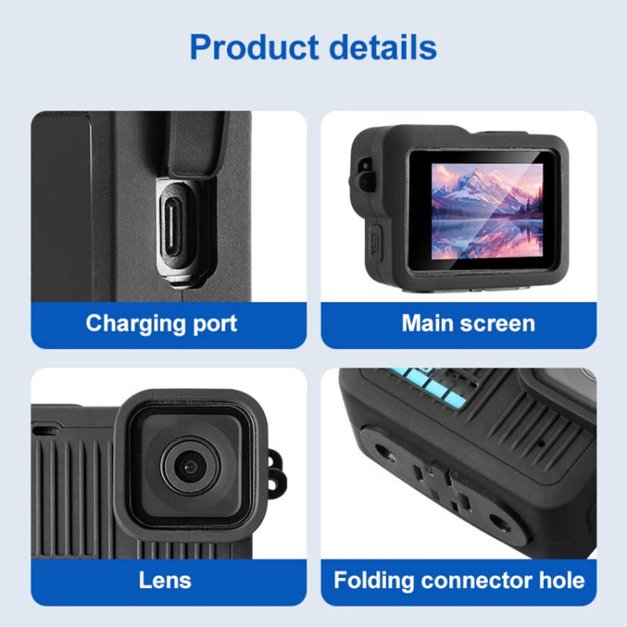 For GoPro HERO 2024 Silicone Protective Case Side Interface Cover with Wrist Strap & Lens Cover, ...