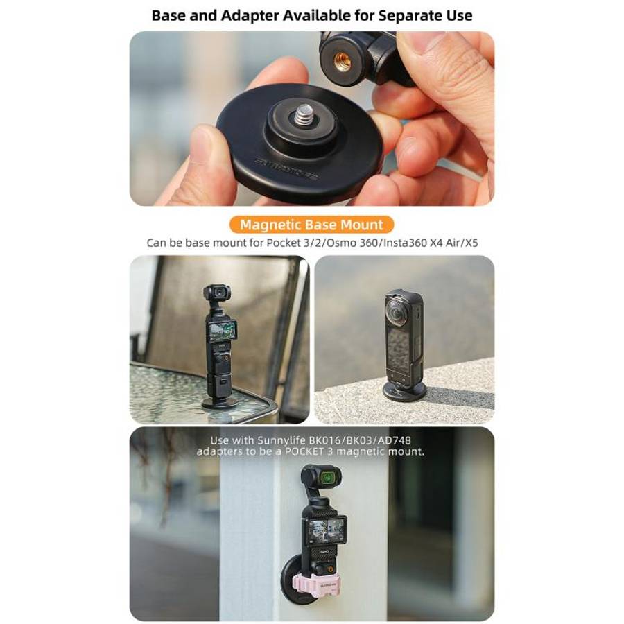 For Insta360 GO Ultra Sunnylife Quick-Release Magnetic Base Mount 1/4 180 Tilt Adjustable Tableto...