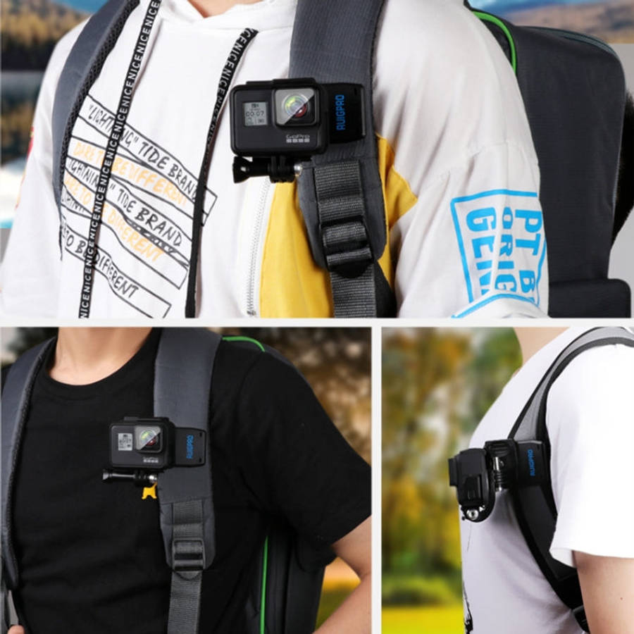 RUIGPRO 360 Degree Rotation J-Type Backpack Rec-Mounts Clip Clamp Mount with Screw for GoPro HERO...