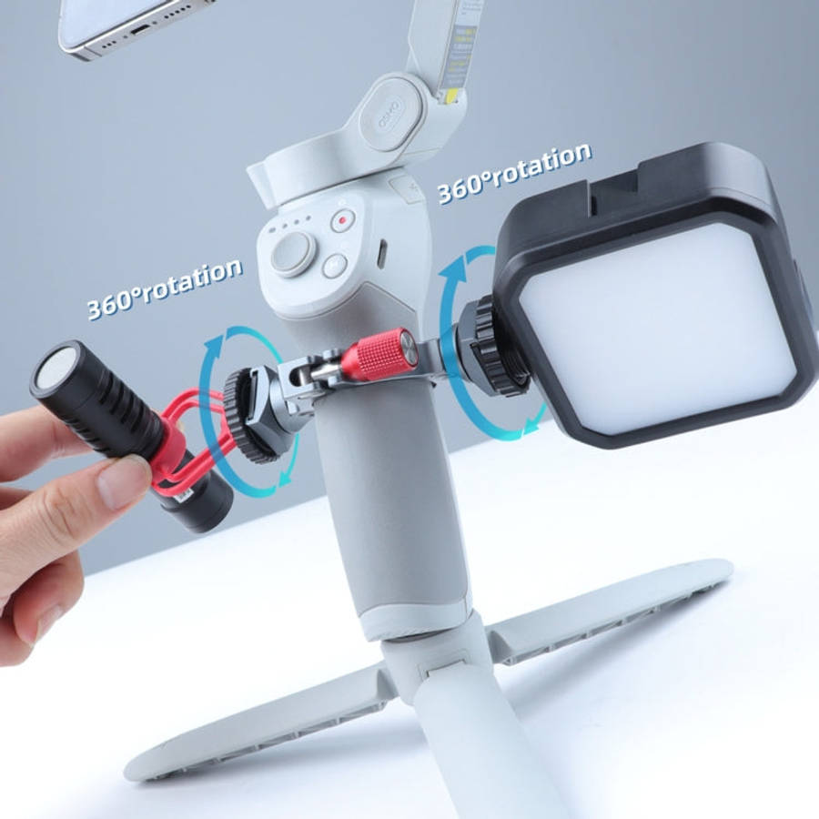 Stabilizer Extension Bracket Ring Adapter with Dual Cold Shoe Base for DJI OM4 / Osmo Mobile 3, B...