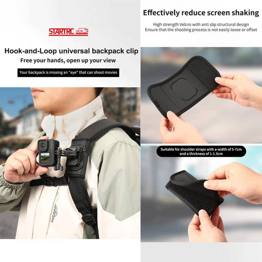 STARTRC Hook And Loop Fastener Universal Backpack Clip Mount, Backpack Clip