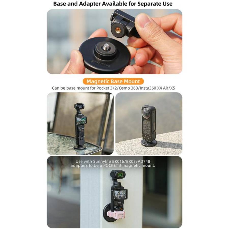 Sunnylife Quick-Release Dual-Direction Magnetic Base Mount 1/4 180 Tilt Adjustable Tabletop Base ...