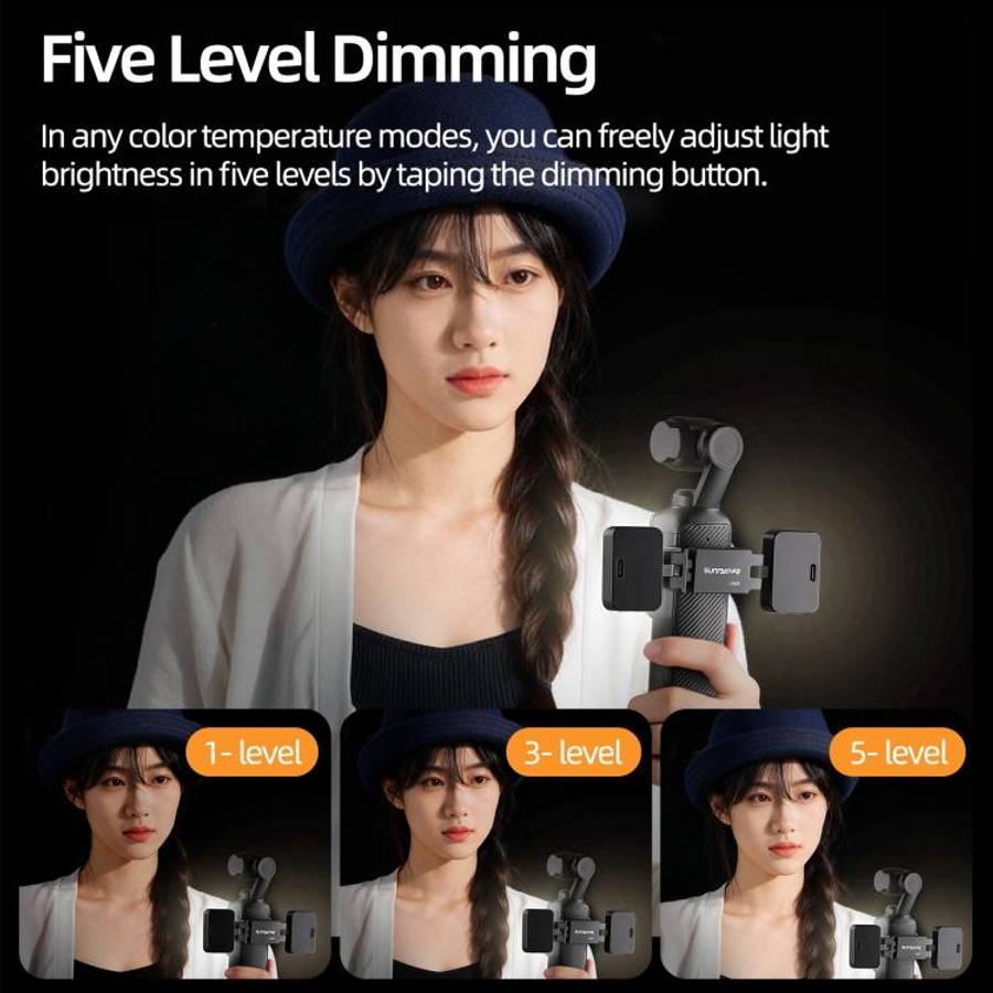 For DJI Osmo Pocket 3 Sunnylife Adjustable LED Video Light Quick-Release Fill Light Tri-Color Dim...