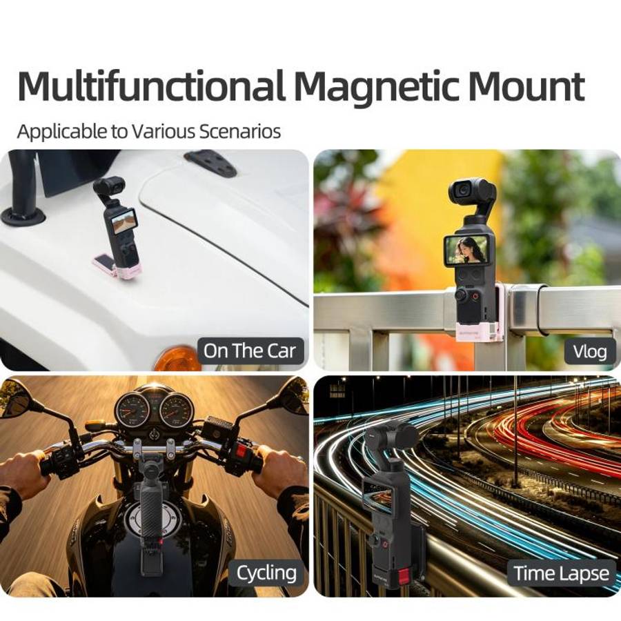 For DJI Osmo Pocket 4 / 3 Sunnylife Quick-Release Magnetic Mount Tabletop Base Plastic Bracket An...