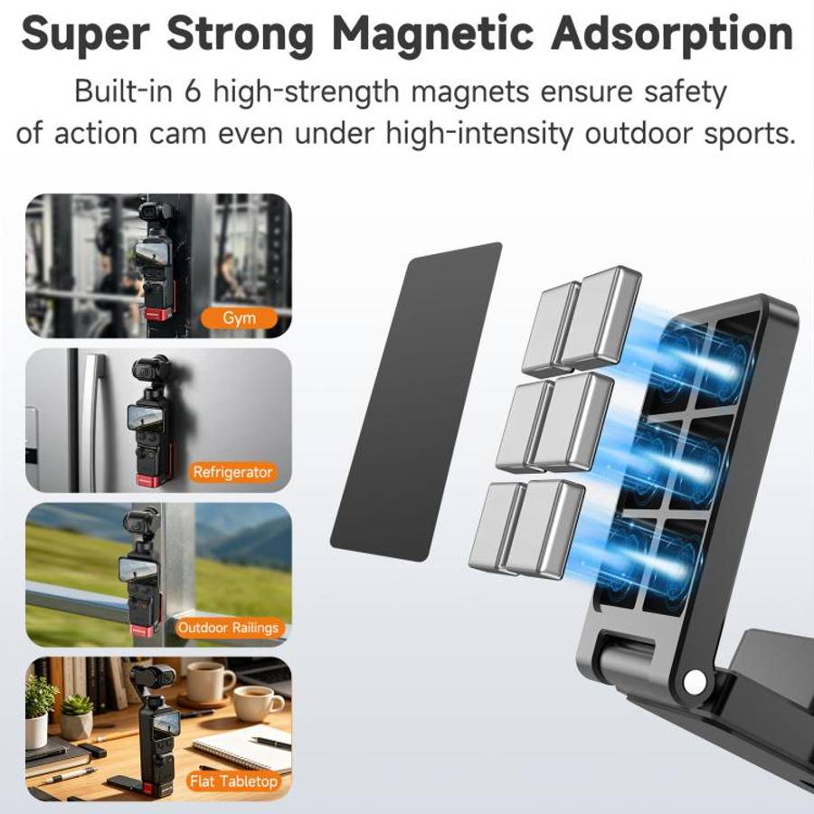 For DJI Osmo Pocket 4 / 3 Sunnylife Metal Quick-Release Magnetic Mount Tabletop Base Bracket Angl...