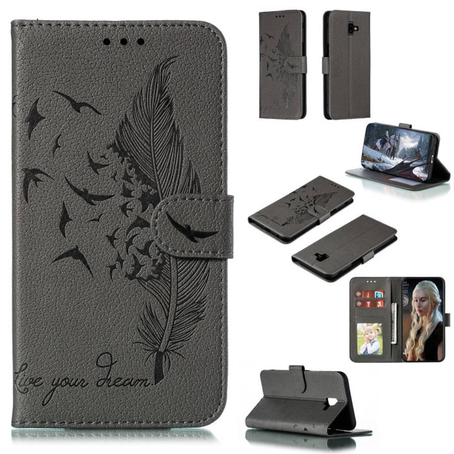 Feather Pattern Litchi Texture Horizontal Flip Leather Case with Wallet & Holder & Card Slots, Fo...