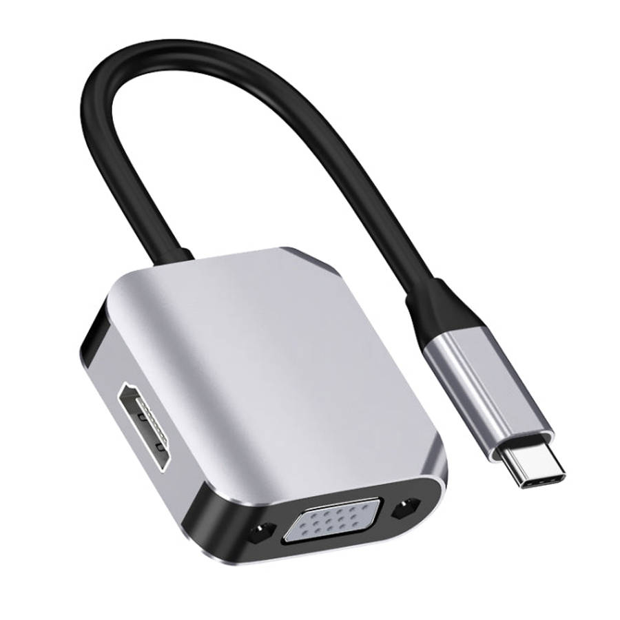 HW-6002 2 In 1 Type-C / USB-C to HDMI + VGA Adapter Converter, HW-6002