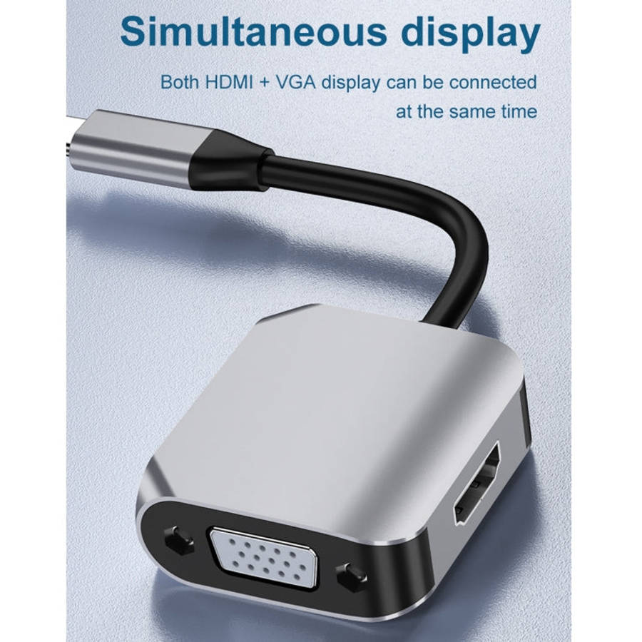 HW-6002 2 In 1 Type-C / USB-C to HDMI + VGA Adapter Converter, HW-6002
