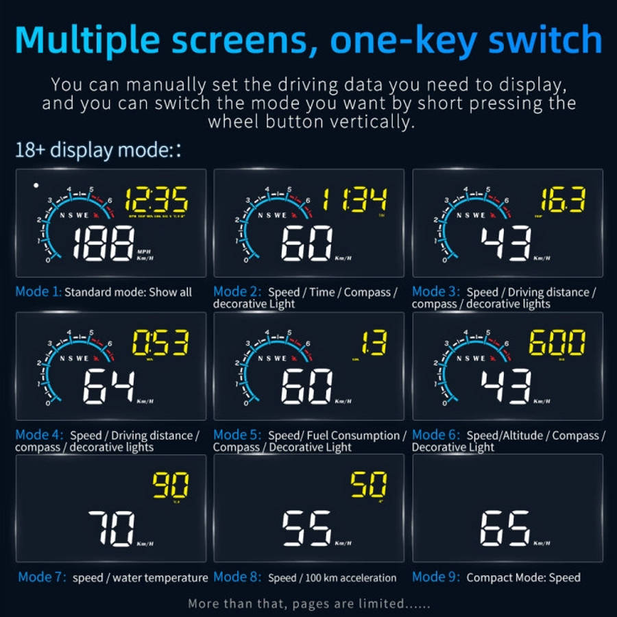M12 OBD2 + GPS Mode Car Head-up Display HUD Overspeed / Speed / Water Temperature / Low Voltage /...