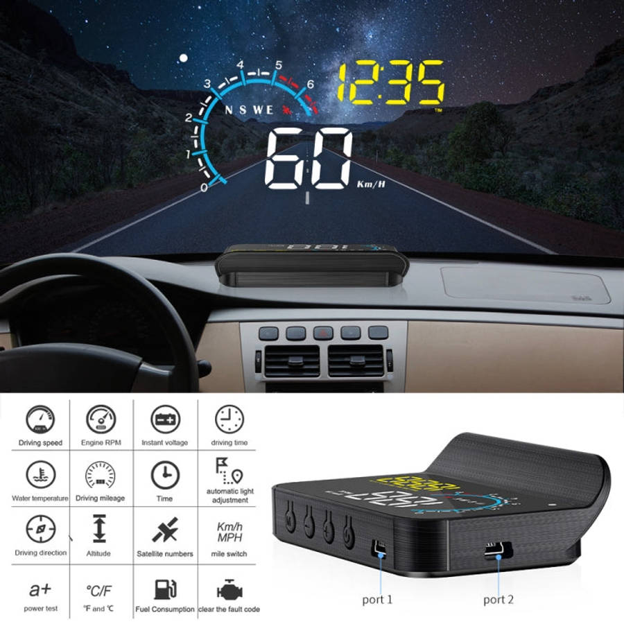 M12 OBD2 + GPS Mode Car Head-up Display HUD Overspeed / Speed / Water Temperature / Low Voltage /...