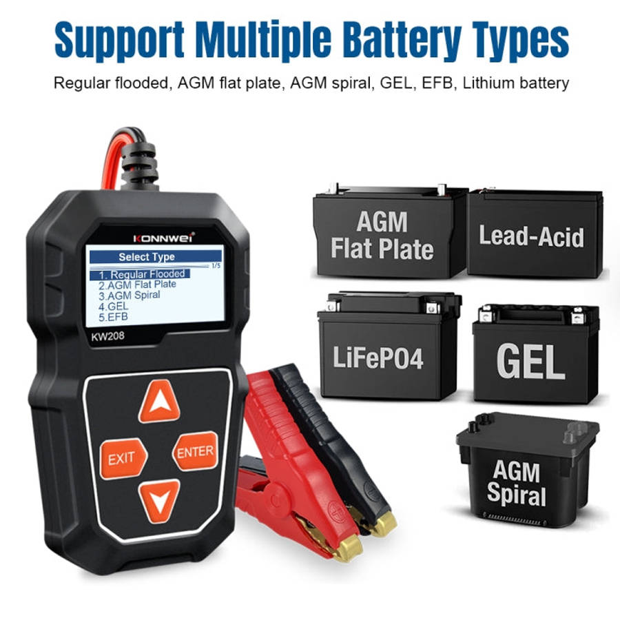 KONNWEI KW208 Car TFT Color Screen Battery Tester Support 8 Languages, KW208