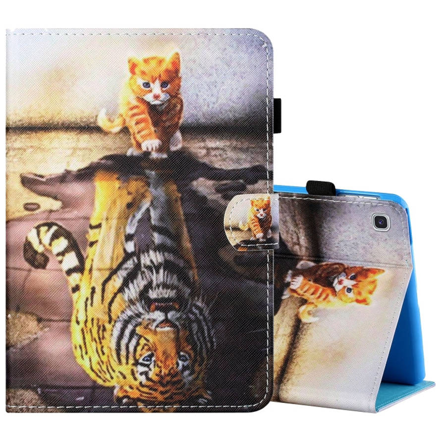 Sewing Thread Horizontal Painted Flat Leather Case with Pen Cover & Anti Skid Strip & Card Slot &...