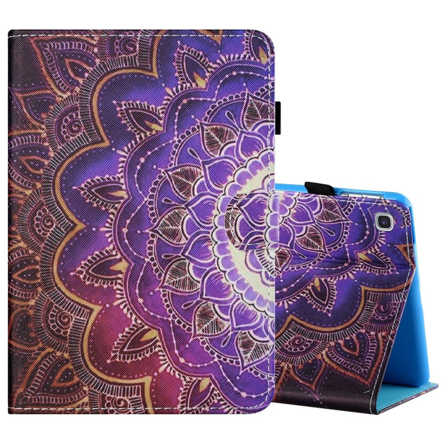 Sewing Thread Horizontal Painted Flat Leather Case with Pen Cover & Anti Skid Strip & Card Slot &...