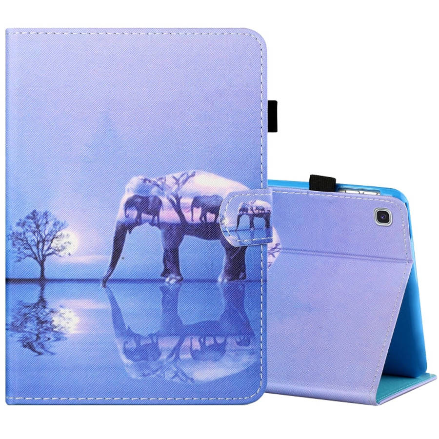 Sewing Thread Horizontal Painted Flat Leather Case with Pen Cover & Anti Skid Strip & Card Slot &...
