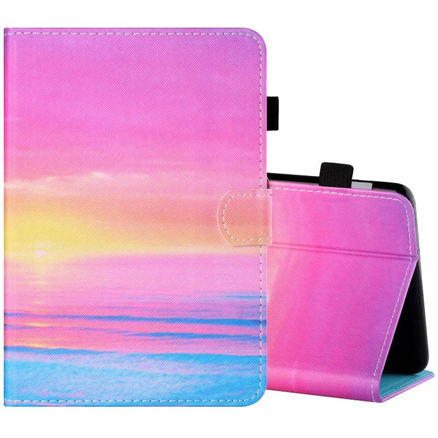 Sewing Thread Horizontal Painted Flat Leather Case with Pen Cover & Anti Skid Strip & Card Slot &...
