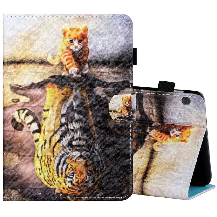 Sewing Thread Horizontal Painted Flat Leather Case with Pen Cover & Anti Skid Strip & Card Slot &...