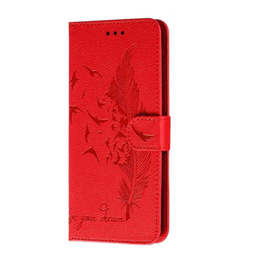 Feather Pattern Litchi Texture Horizontal Flip Leather Case with Holder & Wallet & Card Slots, Fo...