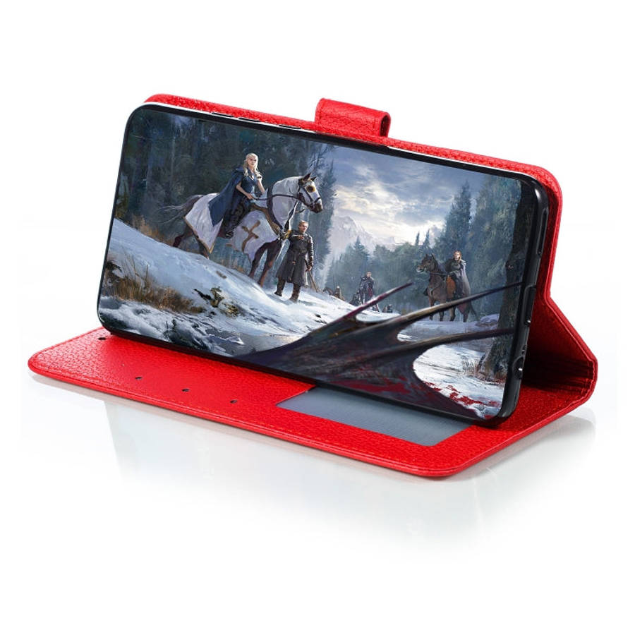 Feather Pattern Litchi Texture Horizontal Flip Leather Case with Holder & Wallet & Card Slots, Fo...