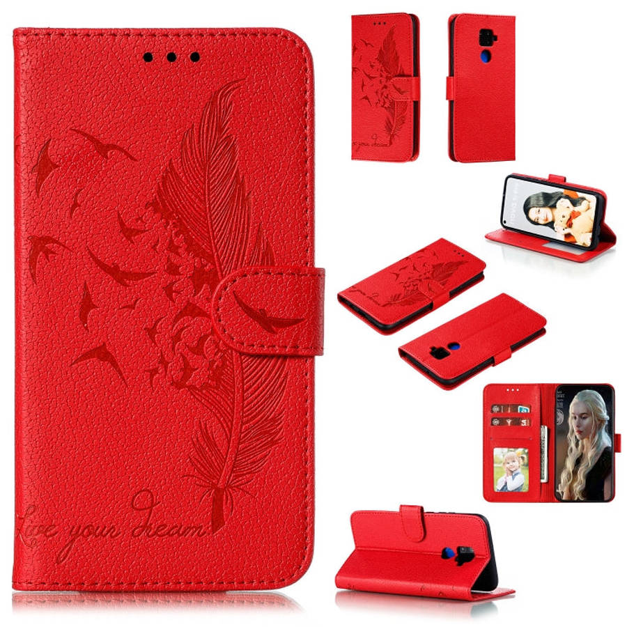 Feather Pattern Litchi Texture Horizontal Flip Leather Case with Holder & Wallet & Card Slots, Fo...