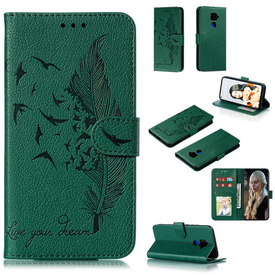 Feather Pattern Litchi Texture Horizontal Flip Leather Case with Holder & Wallet & Card Slots, Fo...