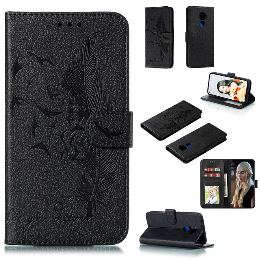 Feather Pattern Litchi Texture Horizontal Flip Leather Case with Holder & Wallet & Card Slots, Fo...