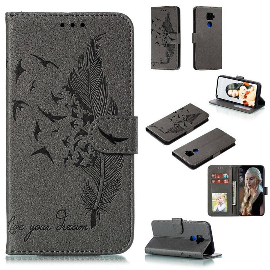 Feather Pattern Litchi Texture Horizontal Flip Leather Case with Holder & Wallet & Card Slots, Fo...