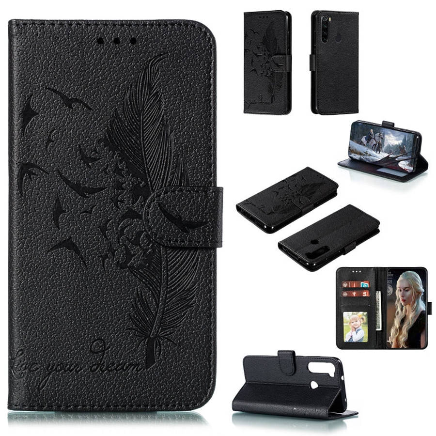 Feather Pattern Litchi Texture Horizontal Flip Leather Case with Holder & Wallet & Card Slots, Fo...