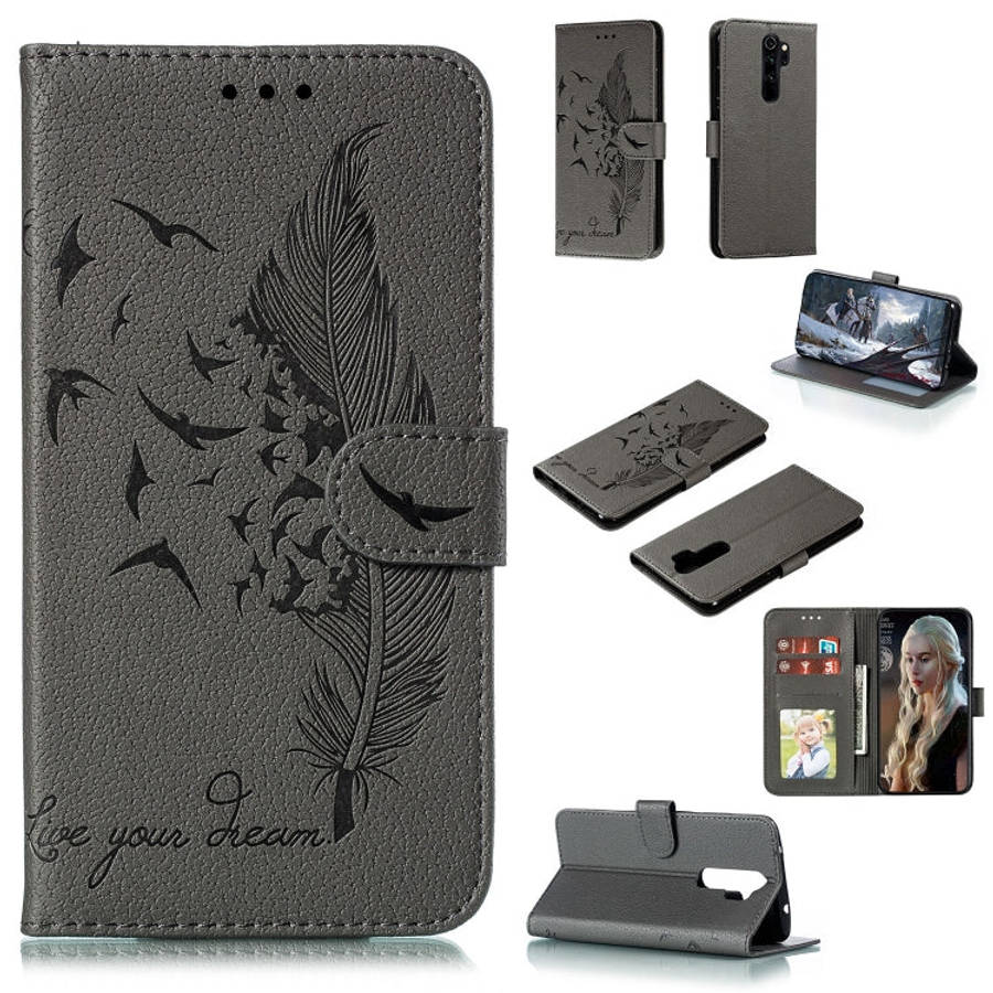 Feather Pattern Litchi Texture Horizontal Flip Leather Case with Holder & Wallet & Card Slots, Fo...