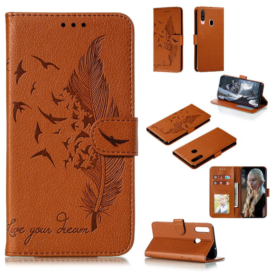 Feather Pattern Litchi Texture Horizontal Flip Leather Case with Holder & Wallet & Card Slots, Fo...