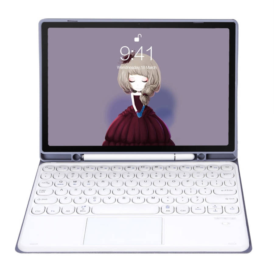 YT098B-A Detachable Candy Color Skin Feel Texture Round Keycap Bluetooth Keyboard Leather Case wi...