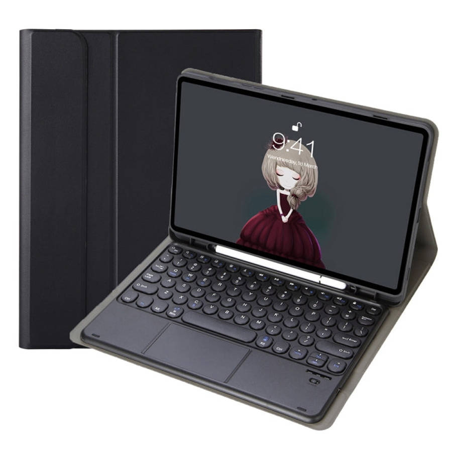 YA098B-A Detachable Lambskin Texture Round Keycap Bluetooth Keyboard Leather Case with Touch Cont...