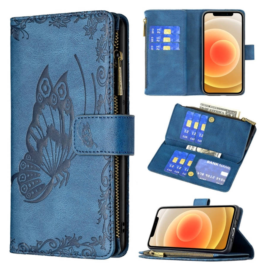Flying Butterfly Embossing Pattern Zipper Horizontal Flip Leather Case with Holder & Card Slots &...