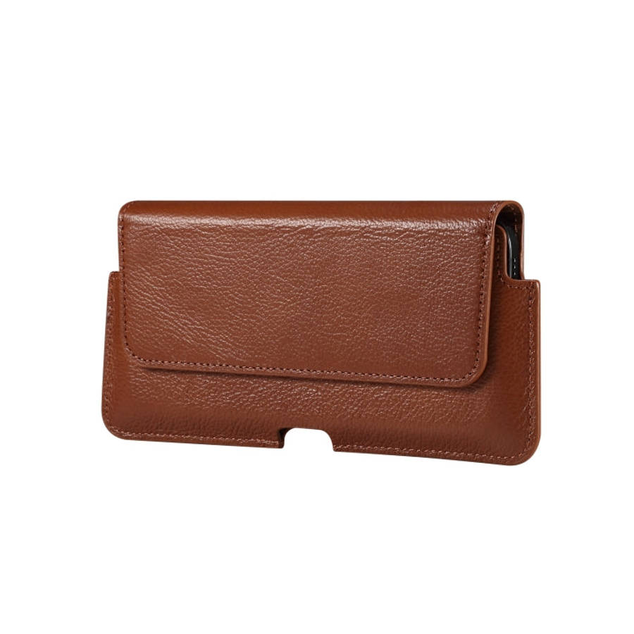 Universal Cow Leather Horizontal Mobile Phone Leather Case Waist Bag For 7.2 inch and Below Phone...