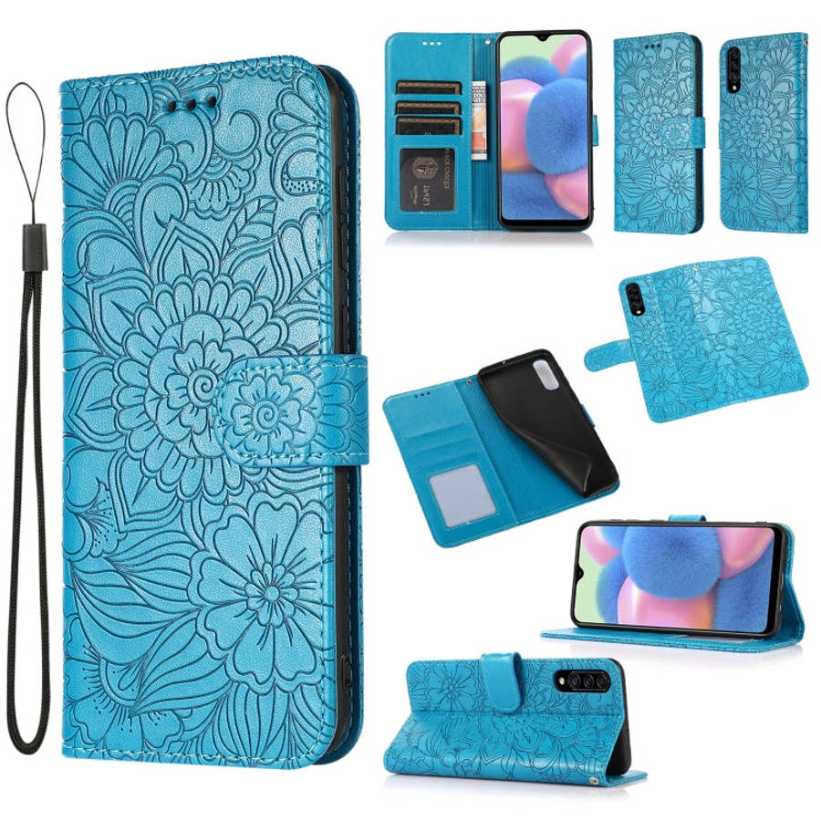 Skin Feel Embossed Sunflower Horizontal Flip Leather Case with Holder & Card Slots & Wallet & Lan...