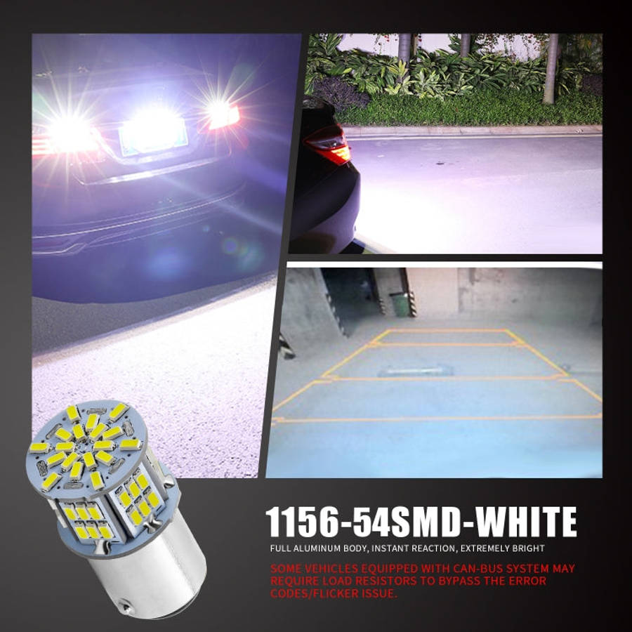 1 Pair E0052 9-14V 1156-54SMD-2835 6000K 1080LM White Light Car Decoding Turn Signal Reversing Li...