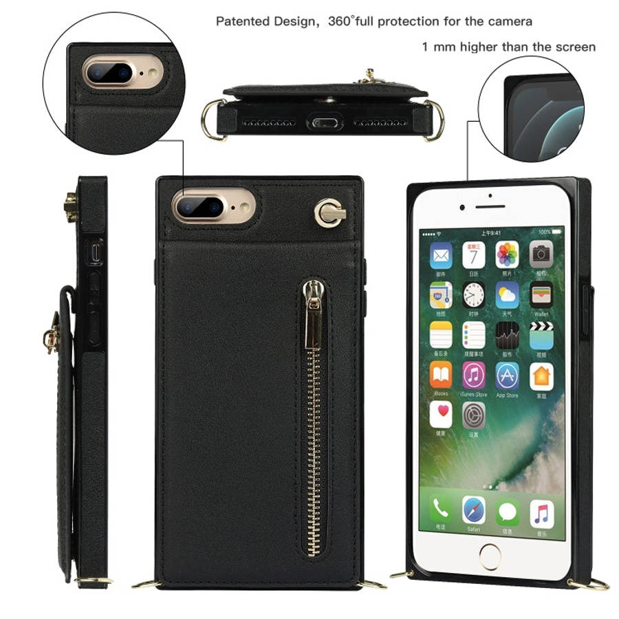 Cross-body Zipper Square TPU+PU Back Cover Case with Holder & Card Slots & Wallet & Strap, For iP...