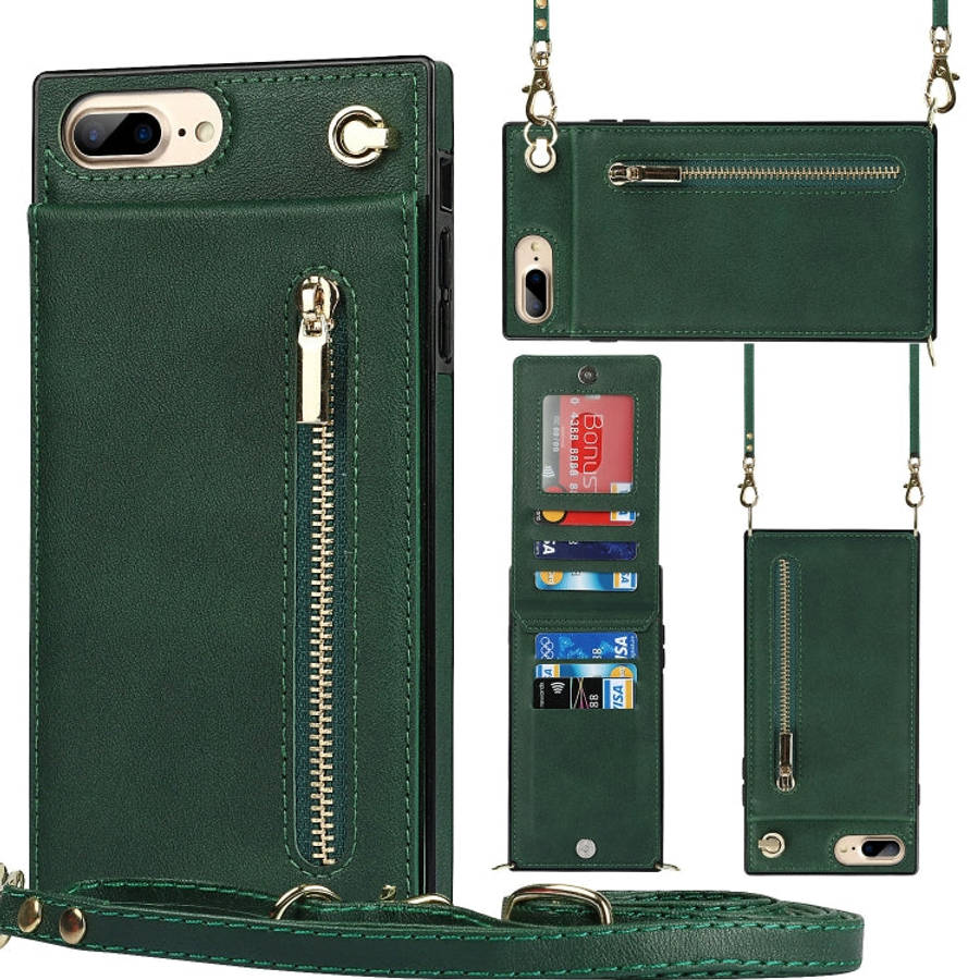 Cross-body Zipper Square TPU+PU Back Cover Case with Holder & Card Slots & Wallet & Strap, For iP...