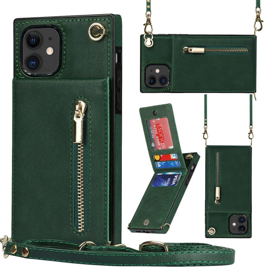 Cross-body Zipper Square TPU+PU Back Cover Case with Holder & Card Slots & Wallet & Strap, For iP...