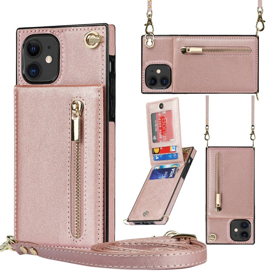 Cross-body Zipper Square TPU+PU Back Cover Case with Holder & Card Slots & Wallet & Strap, For iP...