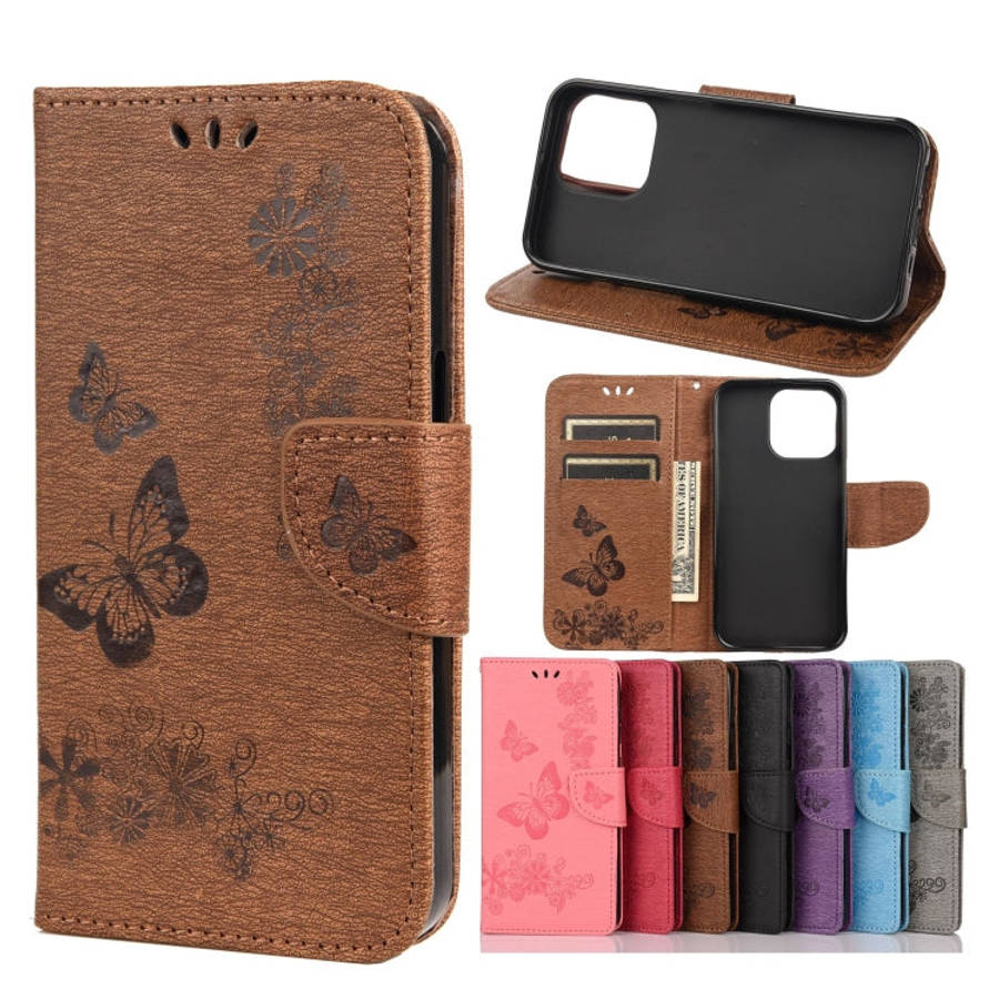 Vintage Embossed Floral Butterfly Pattern Horizontal Flip Leather Case with Card Slot & Holder & ...