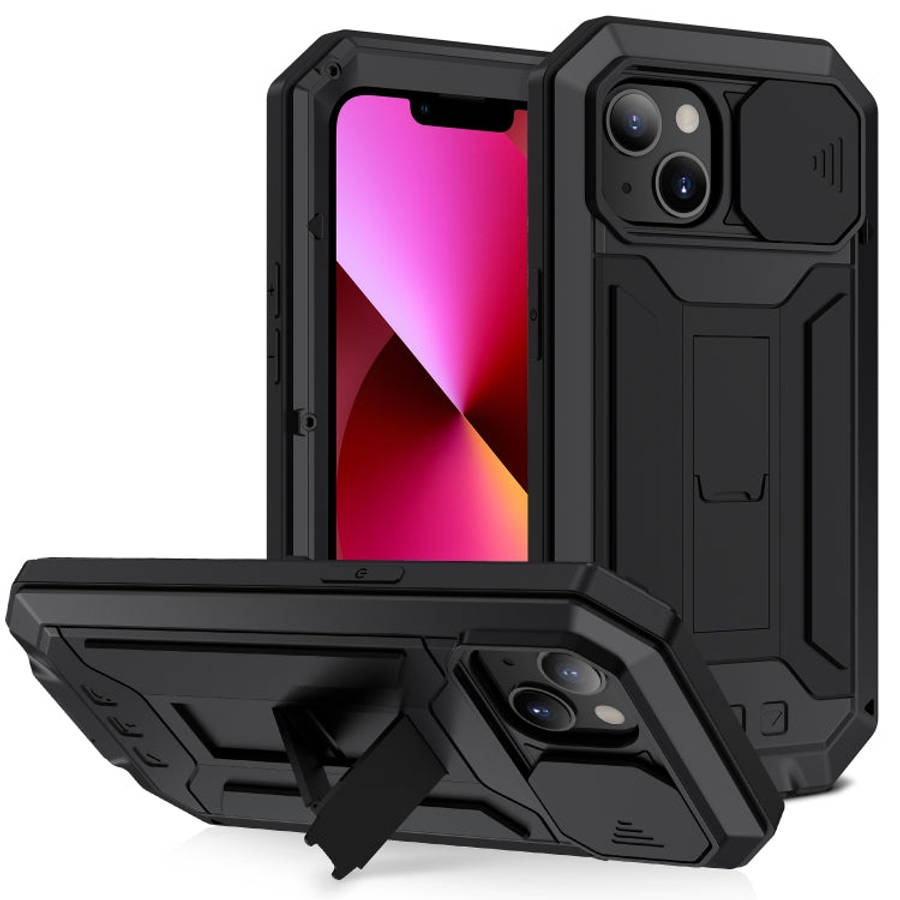 R-JUST Sliding Camera Shockproof Waterproof Dust-proof Metal + Silicone Protective Case with Hold...