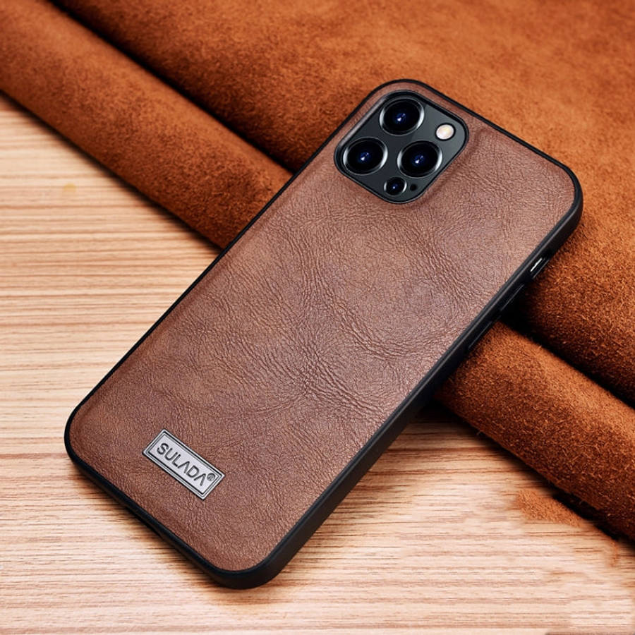 SULADA Shockproof TPU + Handmade Leather Protective Case, For iPhone 13 mini, For iPhone 13, For ...