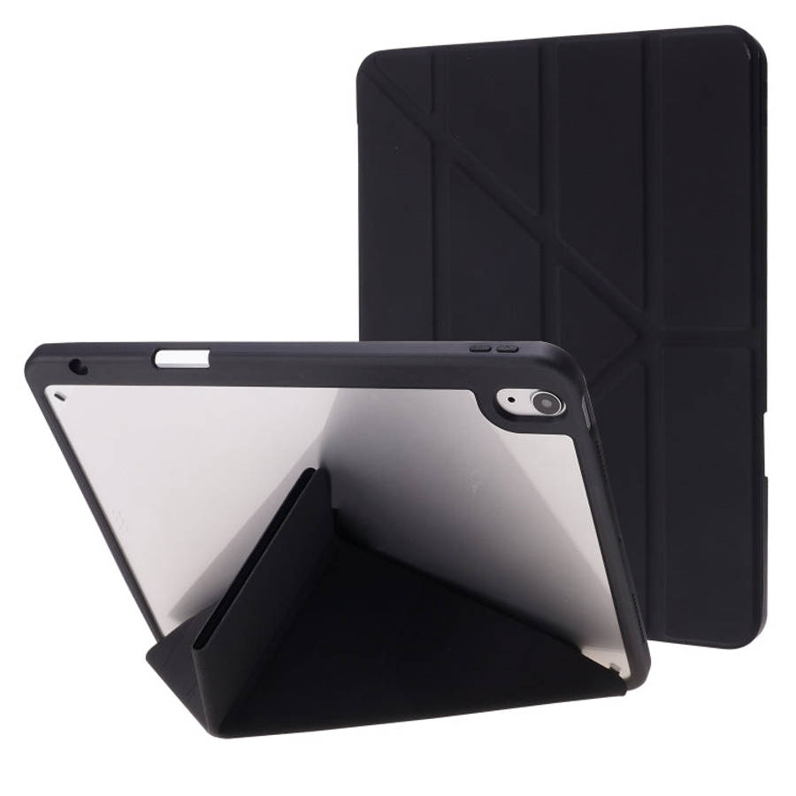 Deformation Transparent Acrylic Horizontal Flip PU Leather Case with Multi-folding Holder & Sleep...