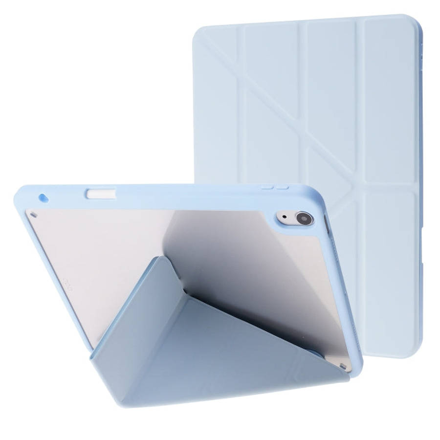 Deformation Transparent Acrylic Horizontal Flip PU Leather Case with Multi-folding Holder & Sleep...